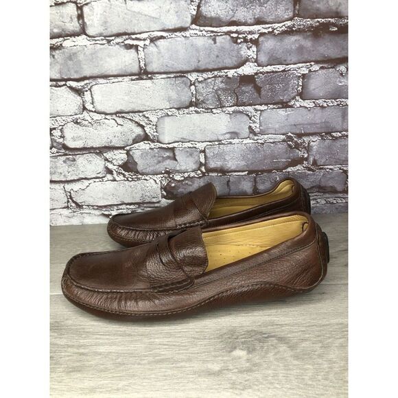 Mercanti Fiorentini Relax Brown Leather Driving Penny Loafers Shoes Men’s 13M US - Picture 1 of 16